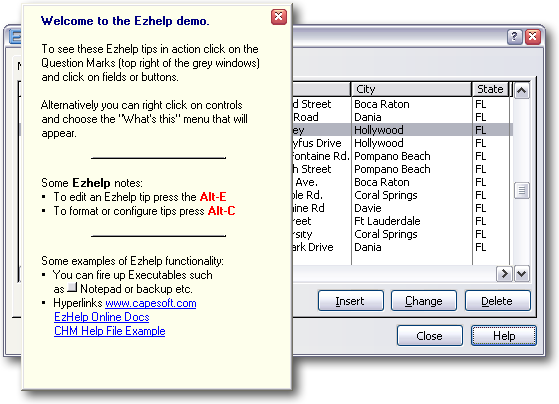 Ezhelp demo screenshot